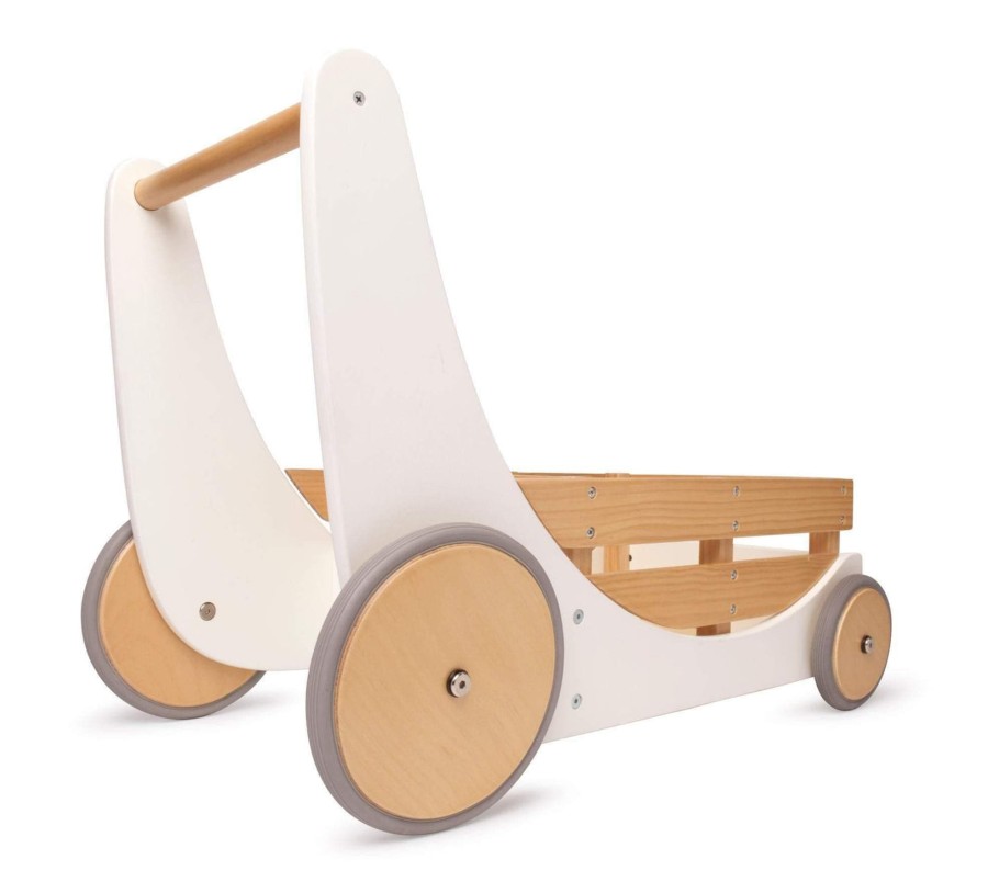 Kids Toys Kinderfeets Wooden Doll Prams | Kinderfeets Cargo Walker - White