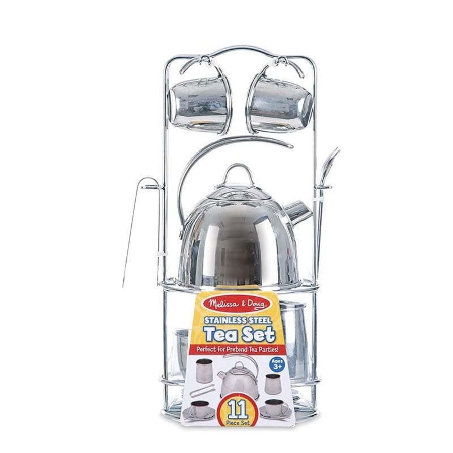 Kids Toys Melissa & Doug Kitchen Accessories | Stainless Steel Tea Set