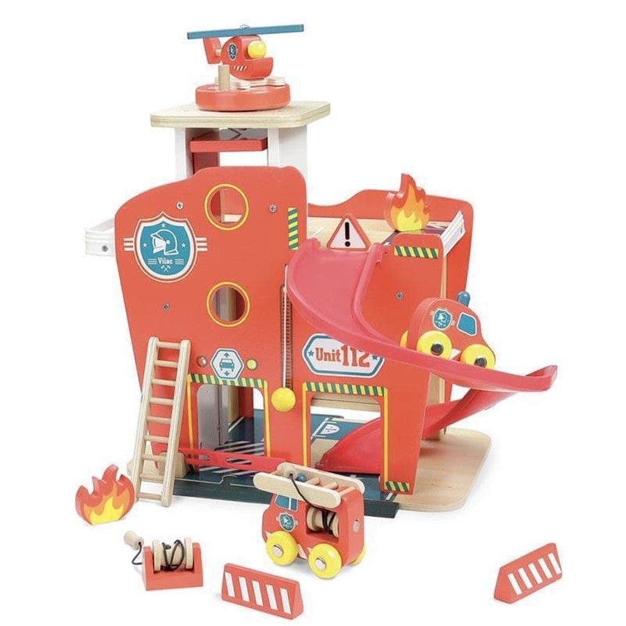 Kids Toys Vilac Role Play | Vilacity Wooden Fire Station