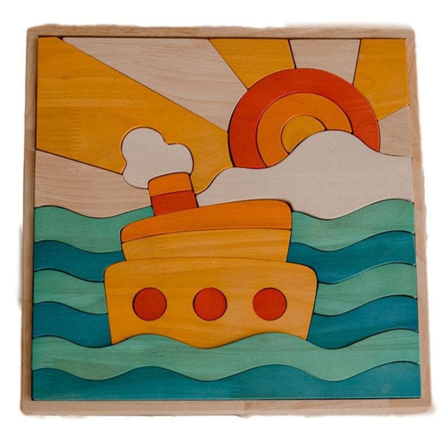 Kids Toys Qtoys Wooden Puzzles | Ocean & Ship Puzzle & Play Set