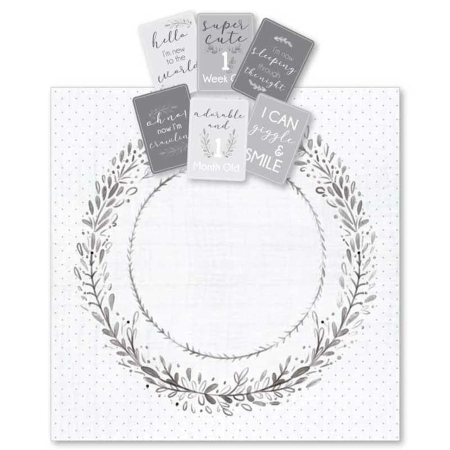 Babies & Toddlers Jiggle & Giggle Baby Keepsakes | Grey Wreath Milestone Muslin Set