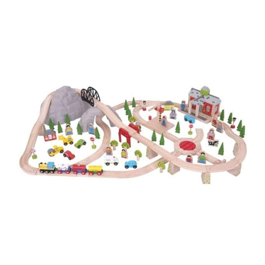 Kids Toys Bigjigs Wooden Toys | Mountain Railway Train Set