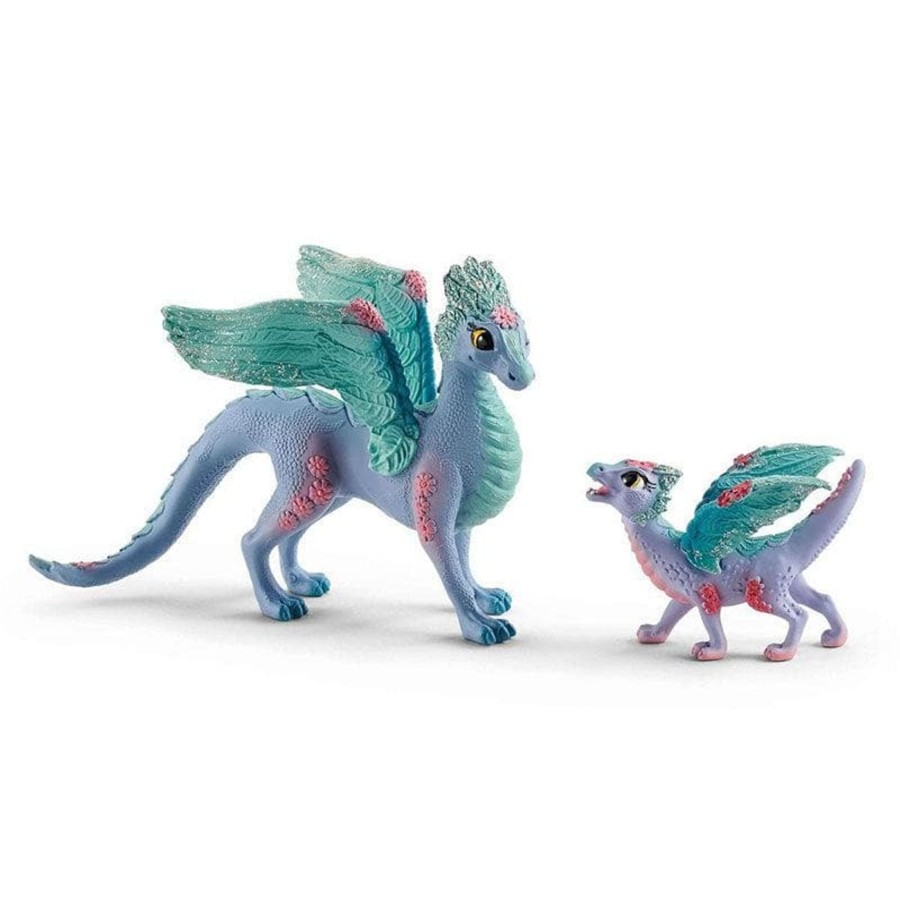 Kids Toys Schleich Animal Figurines | Flower Dragon And Baby