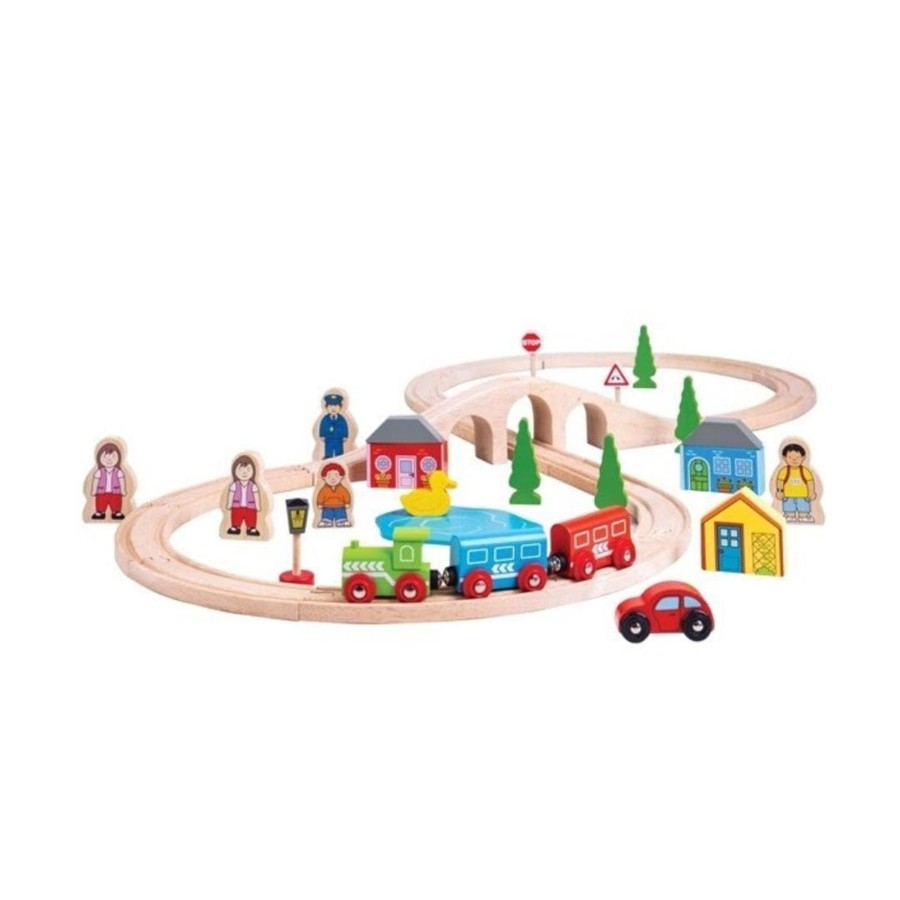 Kids Toys Bigjigs Wooden Train Sets | Figure Of Eight Train Set