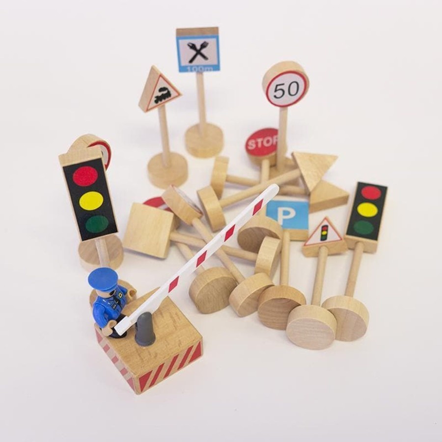 Kids Toys My Happy Helpers Construction Vehicle Toys | Wooden Traffic Signs