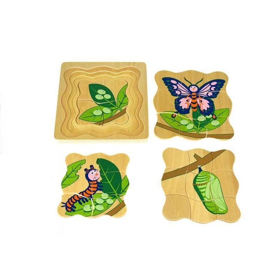 Kids Toys Kaper Kidz Wooden Puzzles | Butterfly Life Cycle 4 Layers