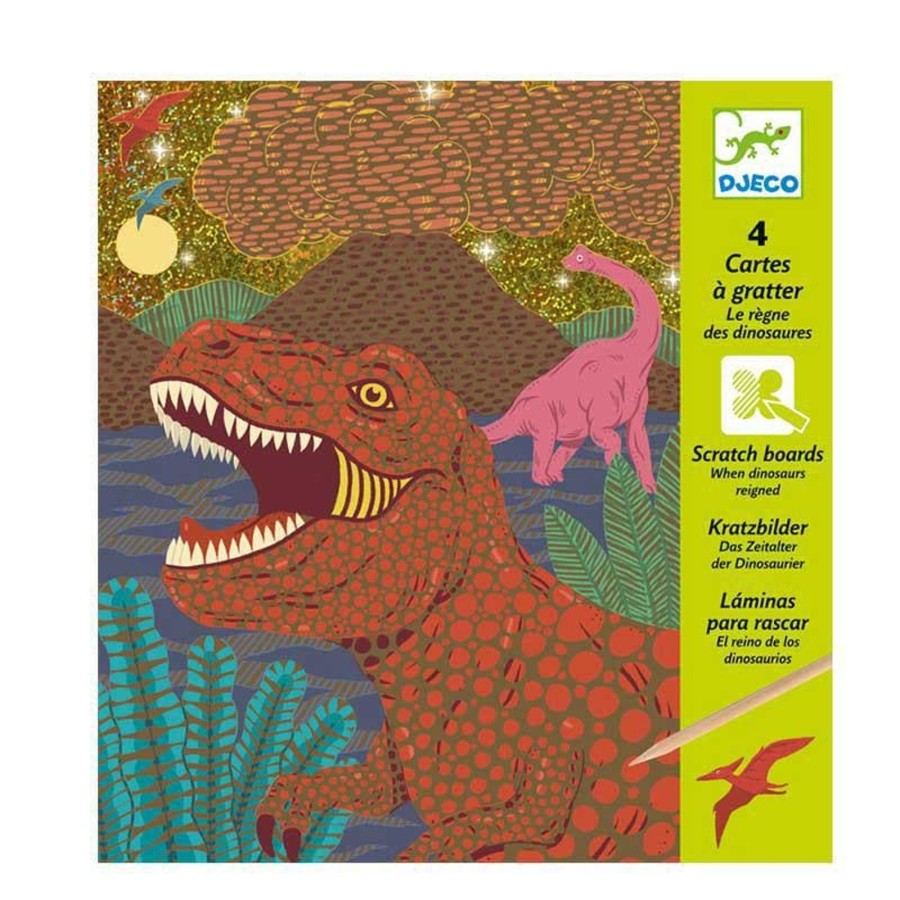 Kids Toys Djeco Colour & Paint | When Dinosaurs Reigned - Scratch Cards