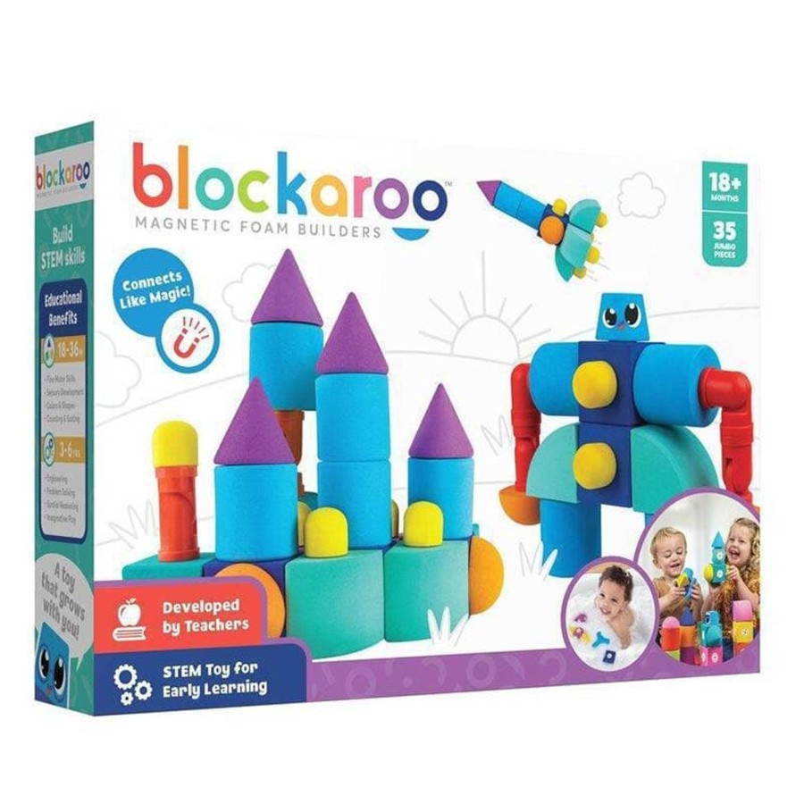 Kids Toys Blockaroo Wooden Magnetic Blocks | Magnetic Foam Blocks - Castle