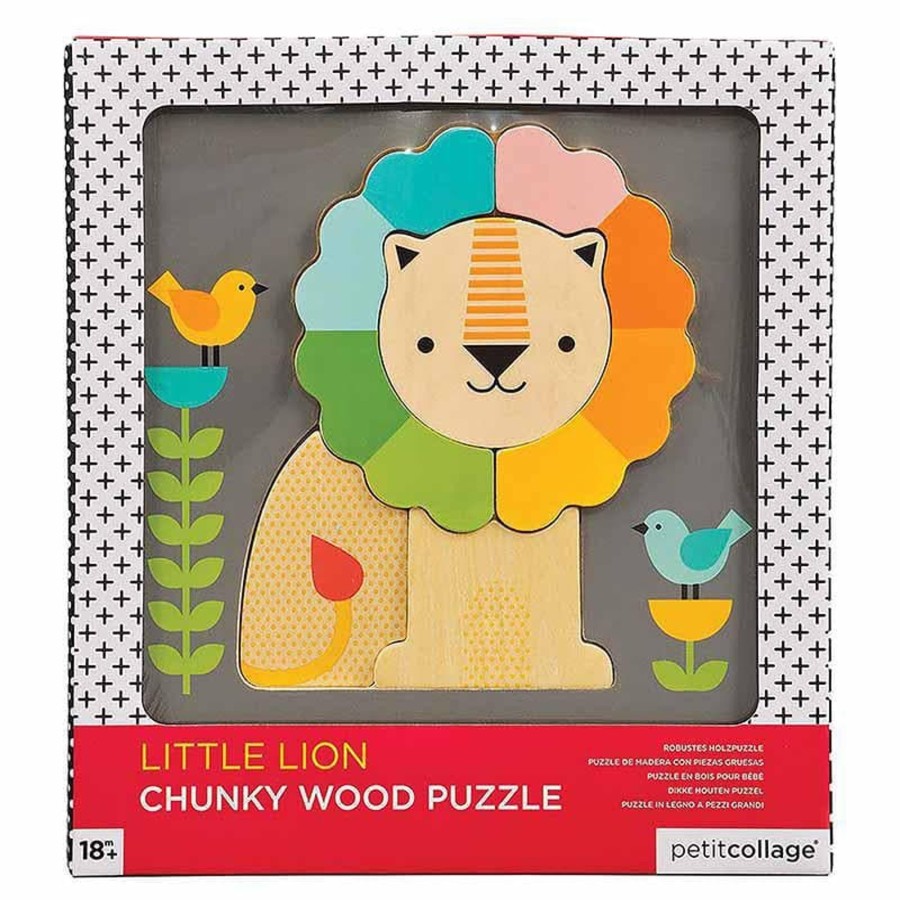 Kids Toys Petit Collage Wooden Puzzles | Little Lion Chunky Wood Puzzle