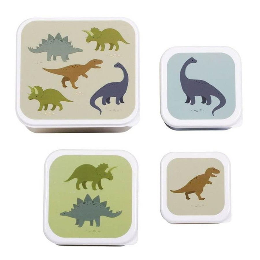 Kids Toys A Little Lovely Company Wooden Food Sets | Dinosaurs Lunch & Snack Box - Set Of 4