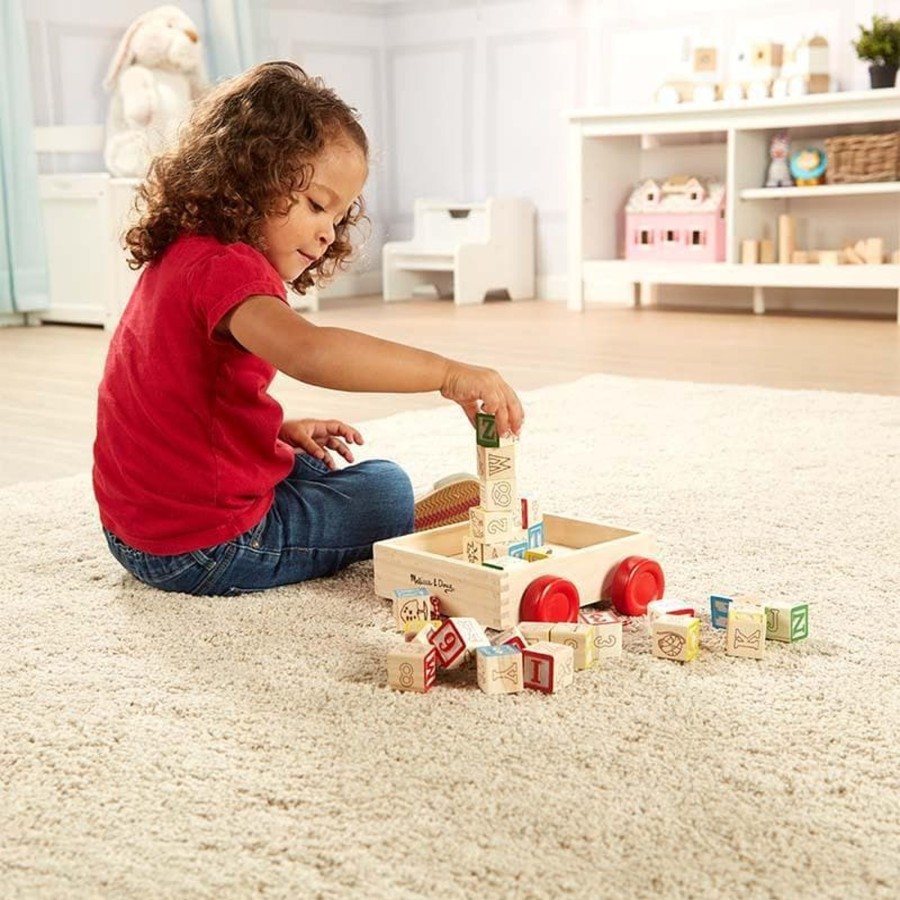 Babies & Toddlers Melissa & Doug Pull Along Toys | Classic Abc Block Cart