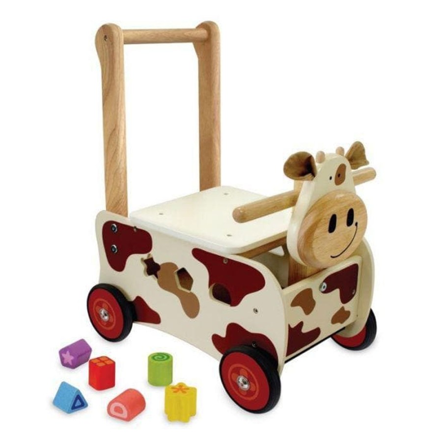 Babies & Toddlers Im Toy Wooden Walker Wagons | Walk And Ride Cow Sorter