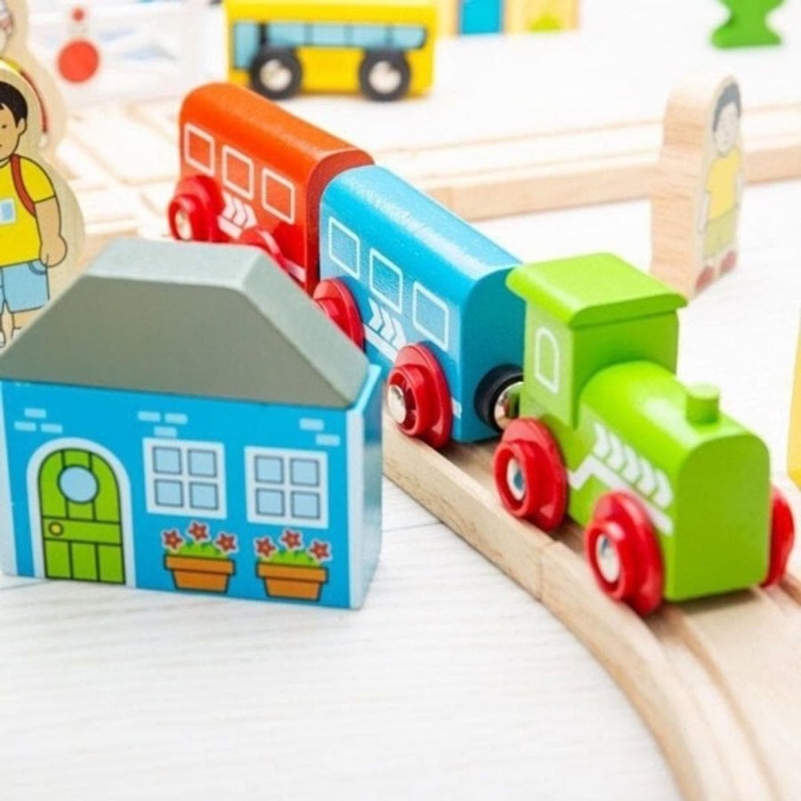 Kids Toys Bigjigs Wooden Toys | Town And Country Train Set