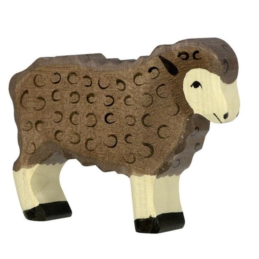 Kids Toys Holztiger Wooden Animals | Sheep, Standing - Black