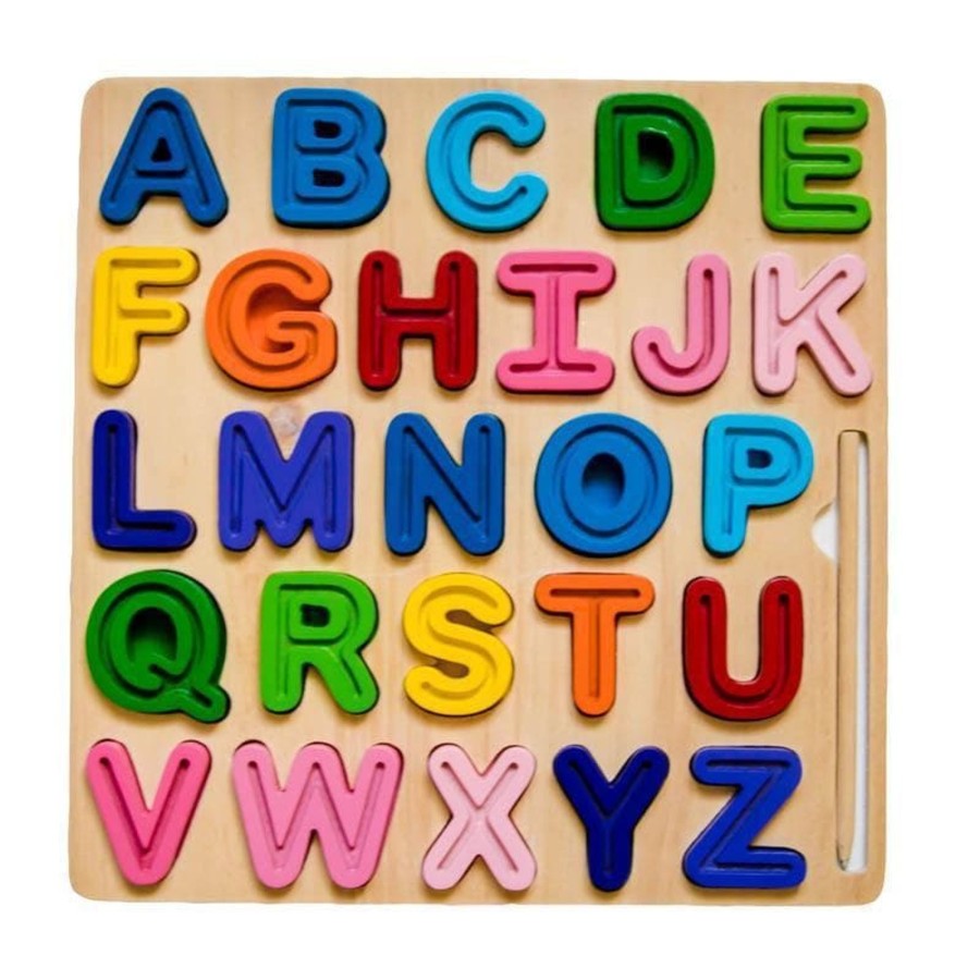 Kids Toys Kiddie Connect Literacy & Language | Abc (Uppercase) Chunky And Tracing Puzzle