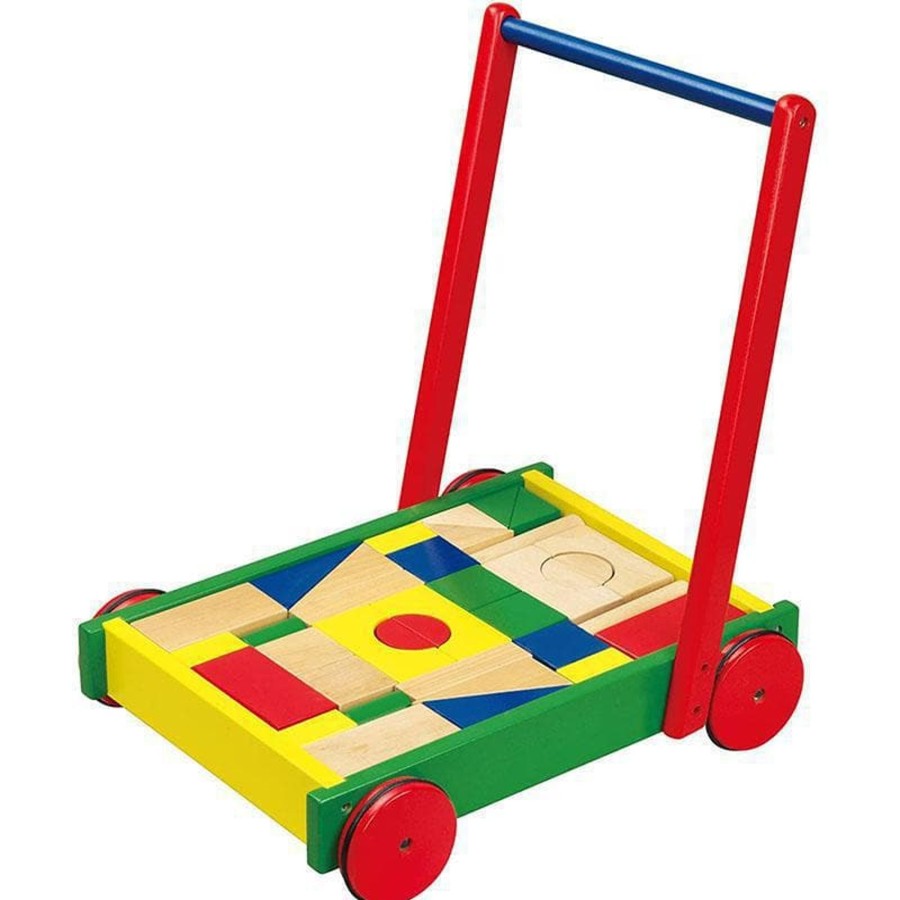 Babies & Toddlers Viga Toys Wooden Walker Wagons | Wagon With Blocks