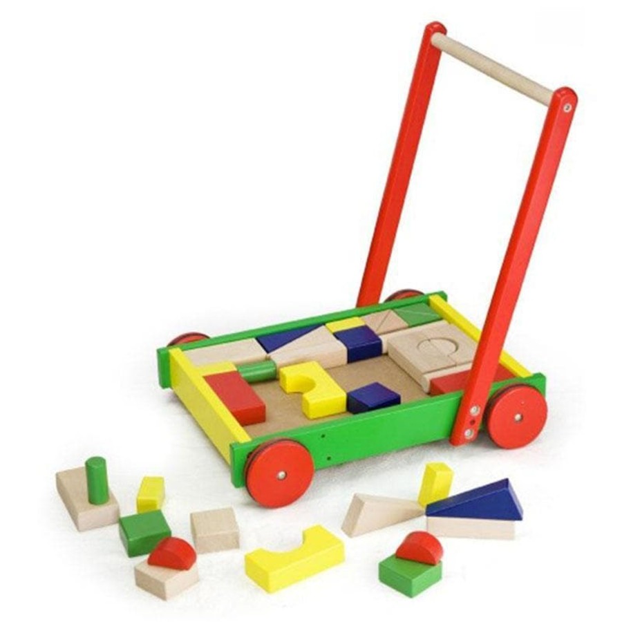 Babies & Toddlers Viga Toys Wooden Walker Wagons | Wagon With Blocks