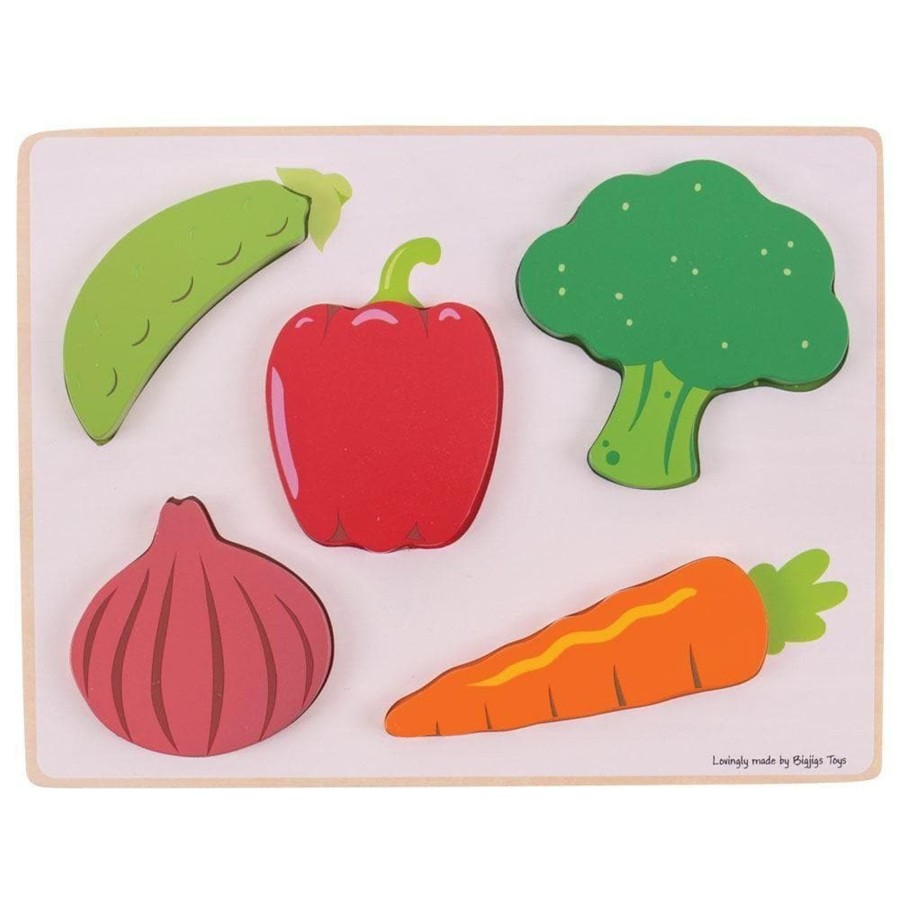 Kids Toys Bigjigs Wooden Puzzles | Lift And See Vegetable Puzzle