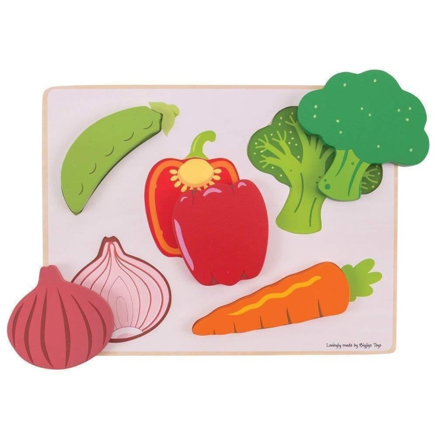 Kids Toys Bigjigs Wooden Puzzles | Lift And See Vegetable Puzzle