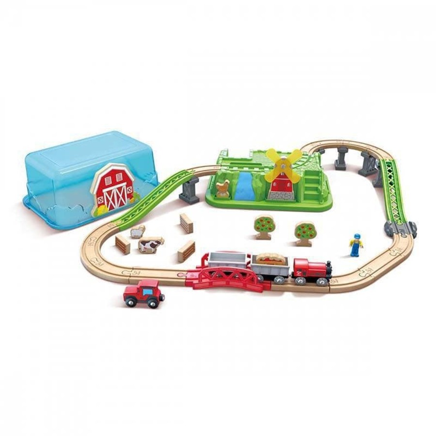 Kids Toys Hape Wooden Train Sets | Countryside Train Bucket Set