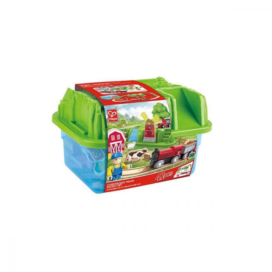 Kids Toys Hape Wooden Train Sets | Countryside Train Bucket Set