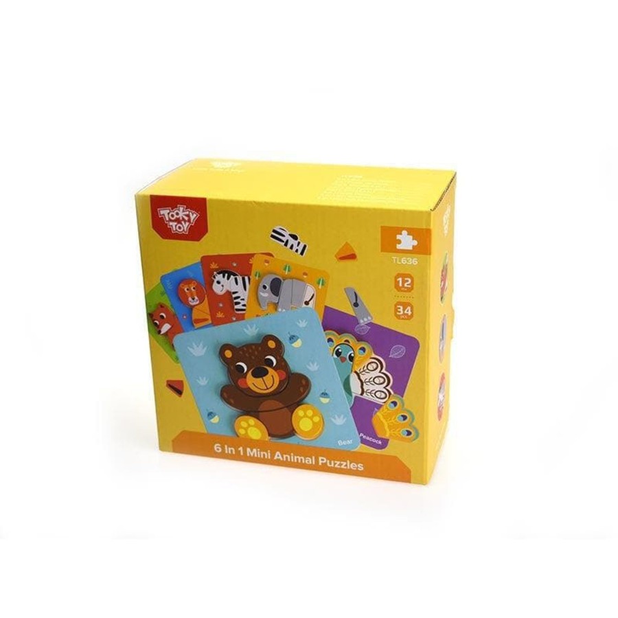 Kids Toys Tooky Toys Wooden Puzzles | 6 In 1 Mini Animal Puzzle