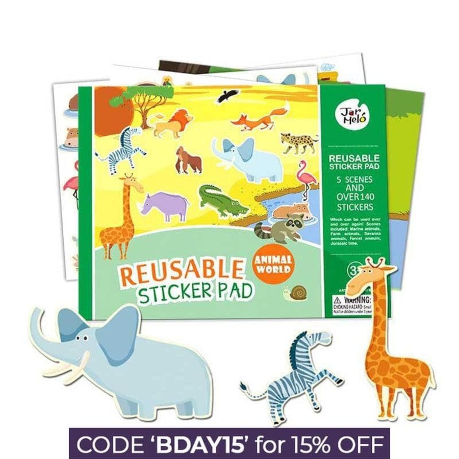 Kids Toys JarMelo Colour & Paint | Reusable Sticker Pad Set - Animal World