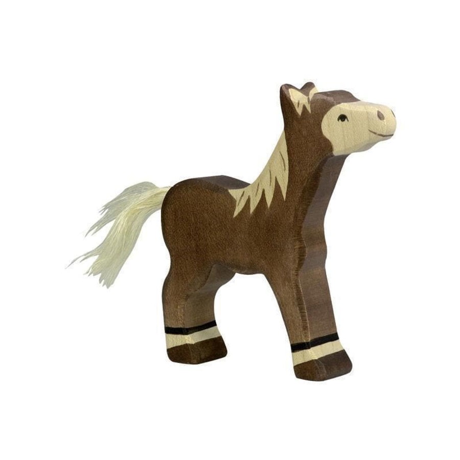 Kids Toys Holztiger Small World Play | Holztiger - Foal, Standing, Dark Brown