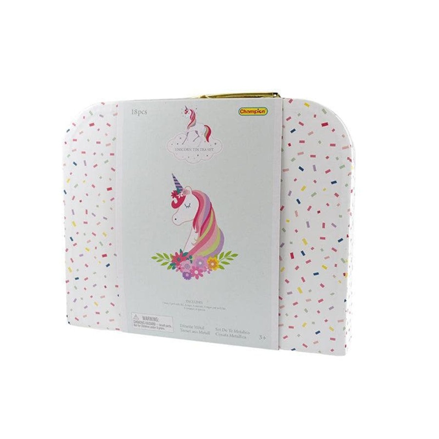 Kids Toys Kaper Kidz Kids Tea Sets | Unicorn Tin Tea Set In Suitcase