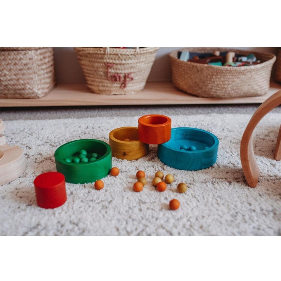 Kids Toys Qtoys Loose Parts Play | Natural Coloured Nesting And Stacking Bowls