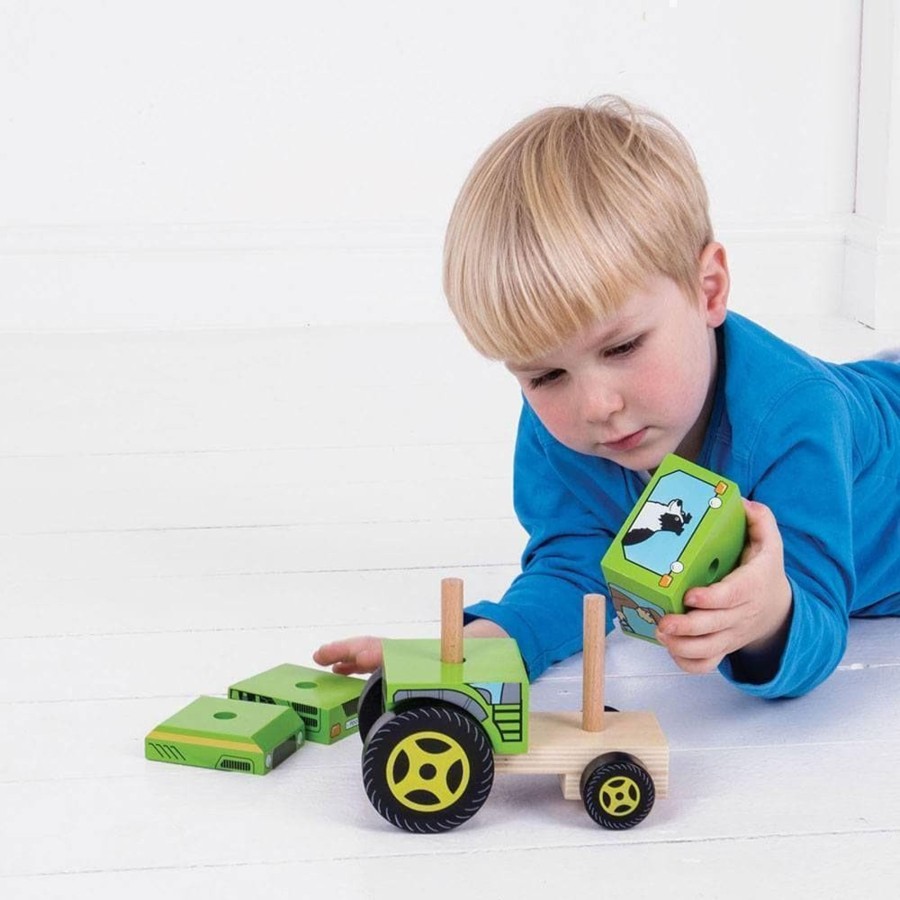 Kids Toys Bigjigs Toy Trucks | Stacking Tractor