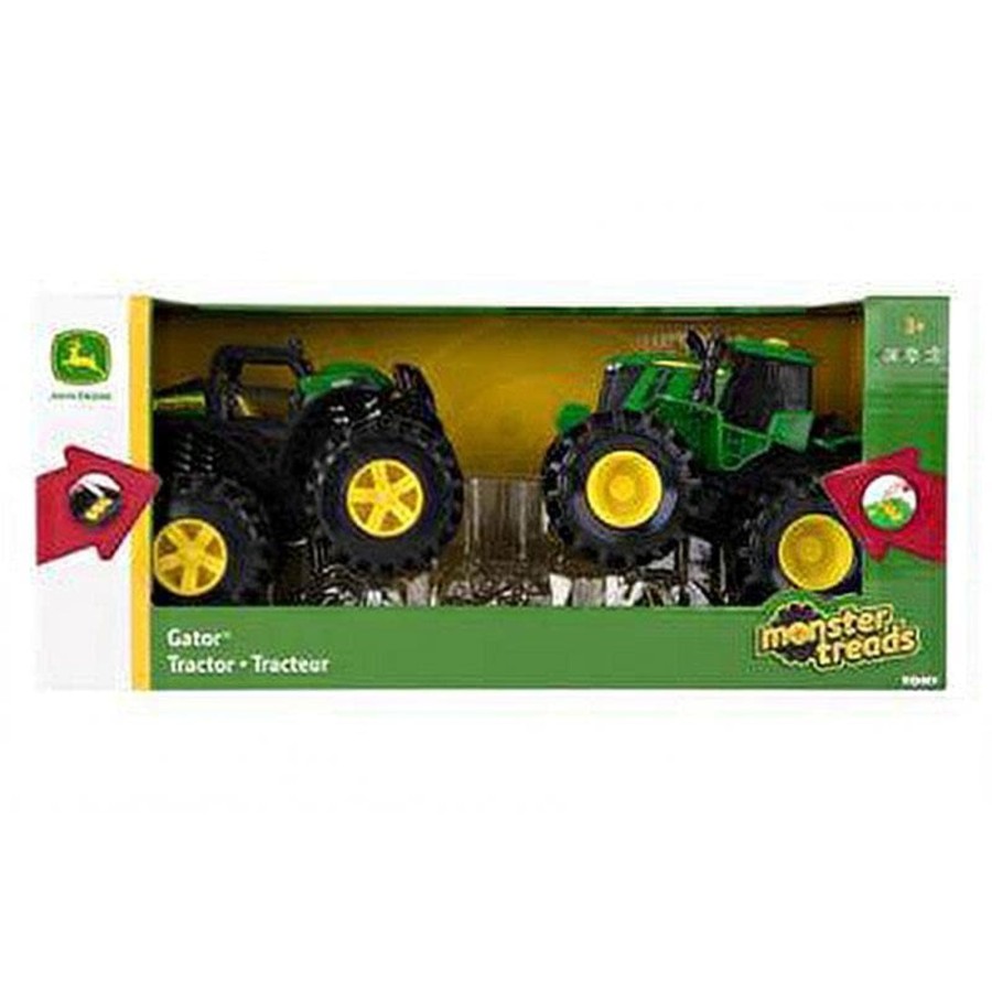 Kids Toys John Deere Toy Trucks | Monster Treads Lights & Sounds 15Cm Vehicles - 2 Pack