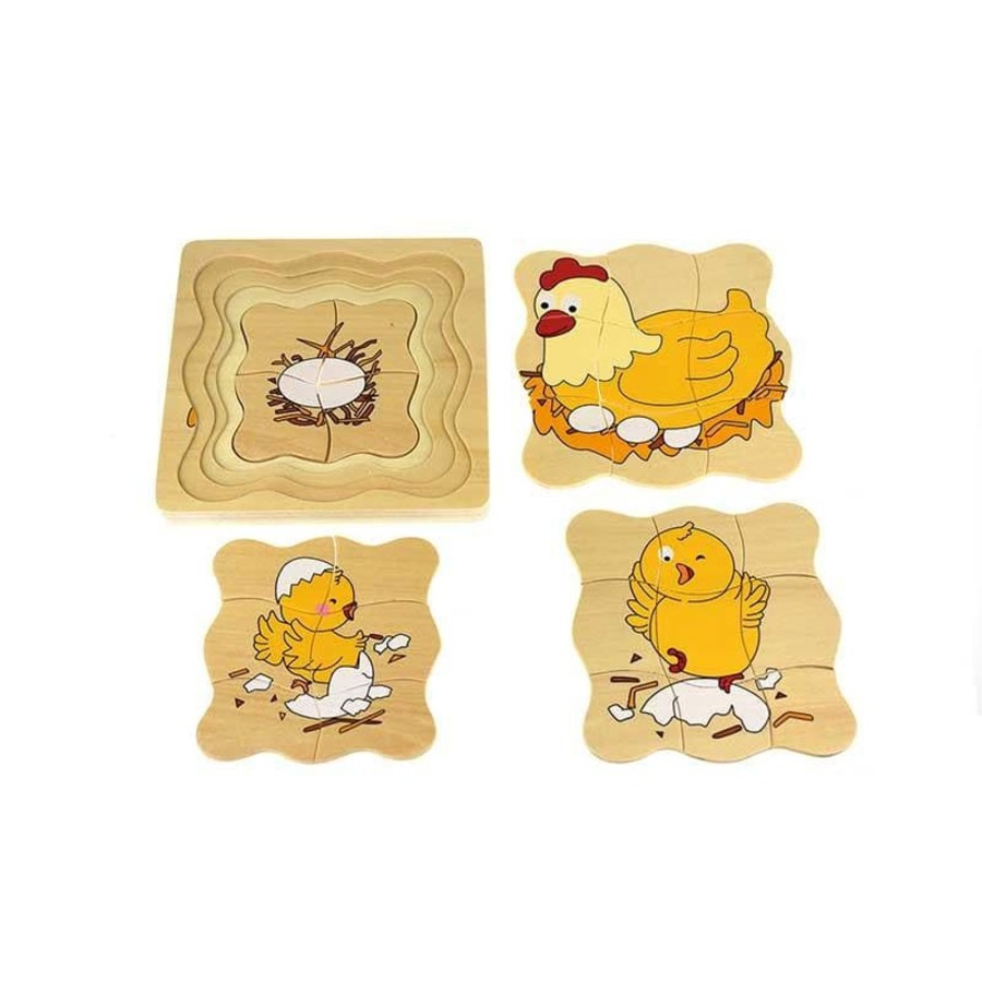 Kids Toys Kaper Kidz Wooden Puzzles | Chicken Life Cycle 4 Layers