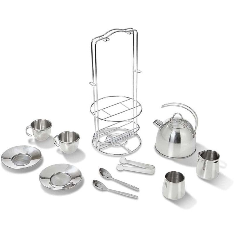 Kids Toys Melissa & Doug Montessori Toys | Stainless Steel Tea Set