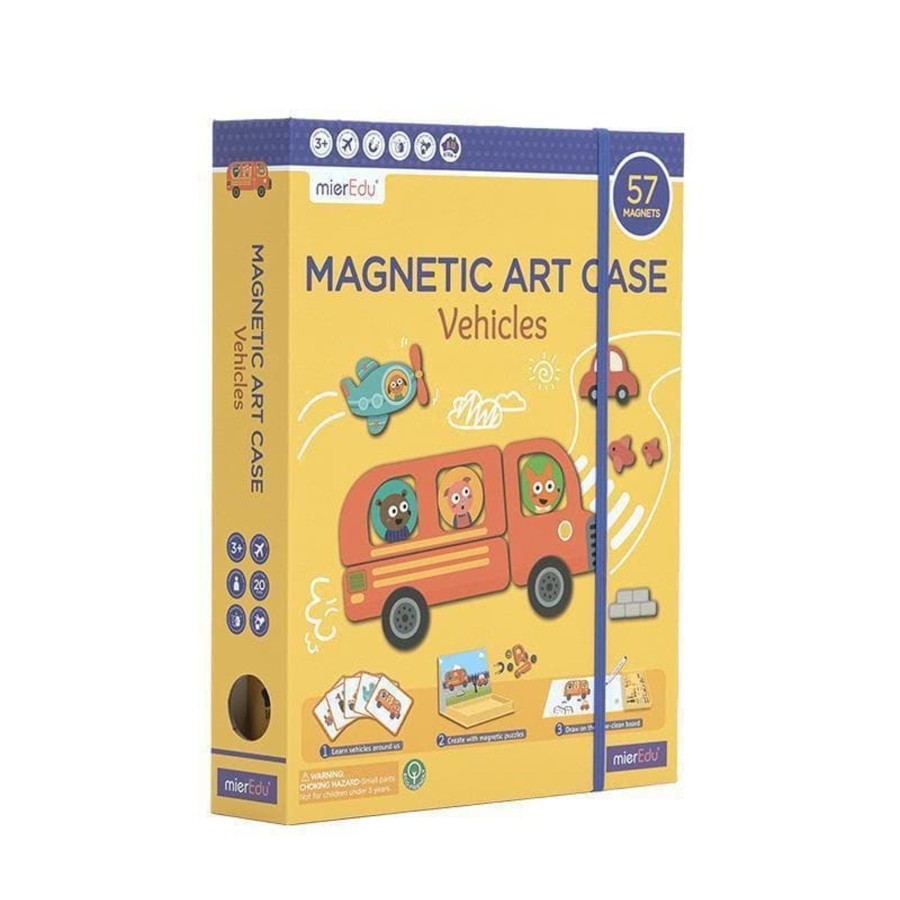 Kids Toys mierEdu Magnetic Play Sets | Magnetic Art Case - Vehicles