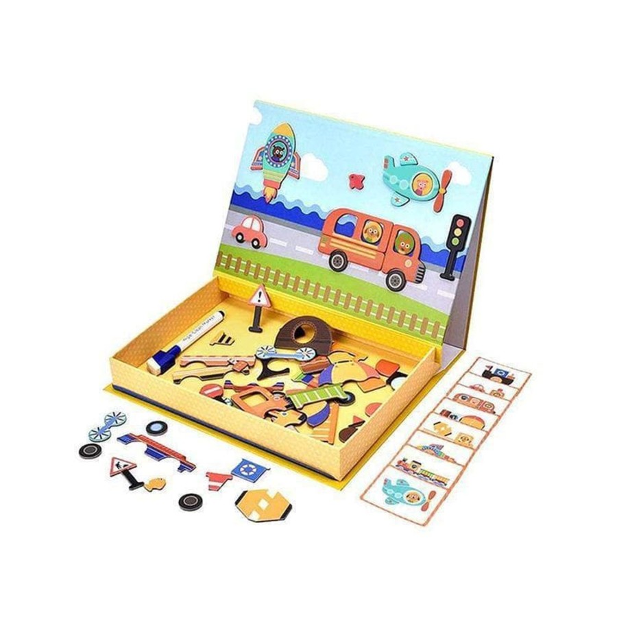 Kids Toys mierEdu Magnetic Play Sets | Magnetic Art Case - Vehicles