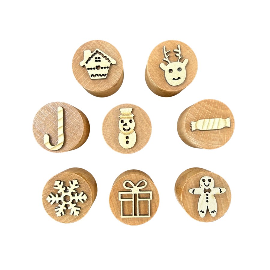 Kids Toys Beadie Bug Play Wooden Stamps | Christmas Playdough Stamps