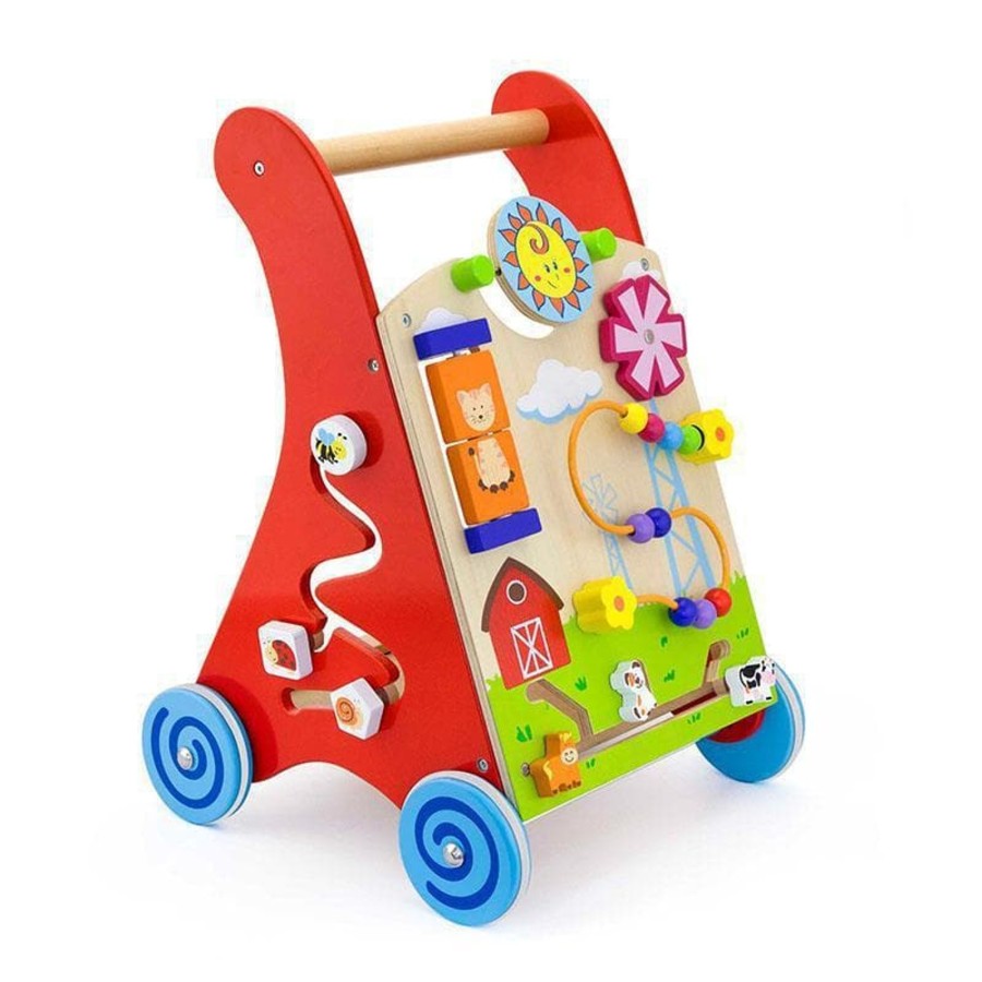 Babies & Toddlers Viga Toys Wooden Walker Wagons | Activity Baby Walker - Red