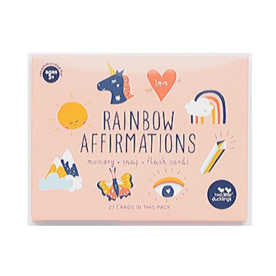 Kids Toys Two Little Ducklings Flashcards | Toddler Affirmations And Rainbow Memory Game Set