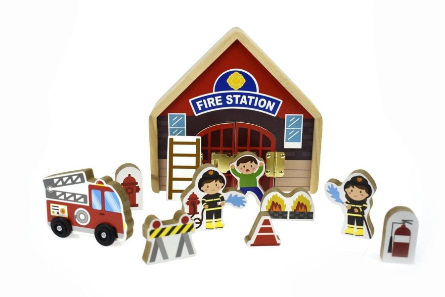 Babies & Toddlers Kaper Kidz Activity Toys | Metal Latch Playset - Firestation