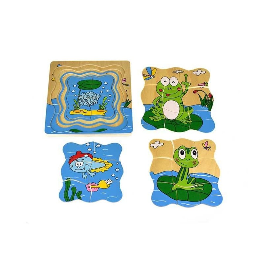 Kids Toys Kaper Kidz Wooden Puzzles | Frog Life Cycle 4 Layers