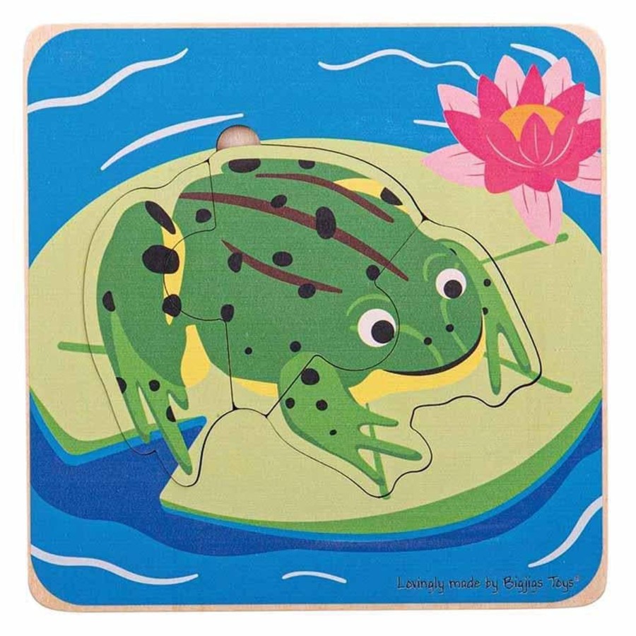 Kids Toys Bigjigs Wooden Puzzles | Lifecycle Layer Puzzle - Frog