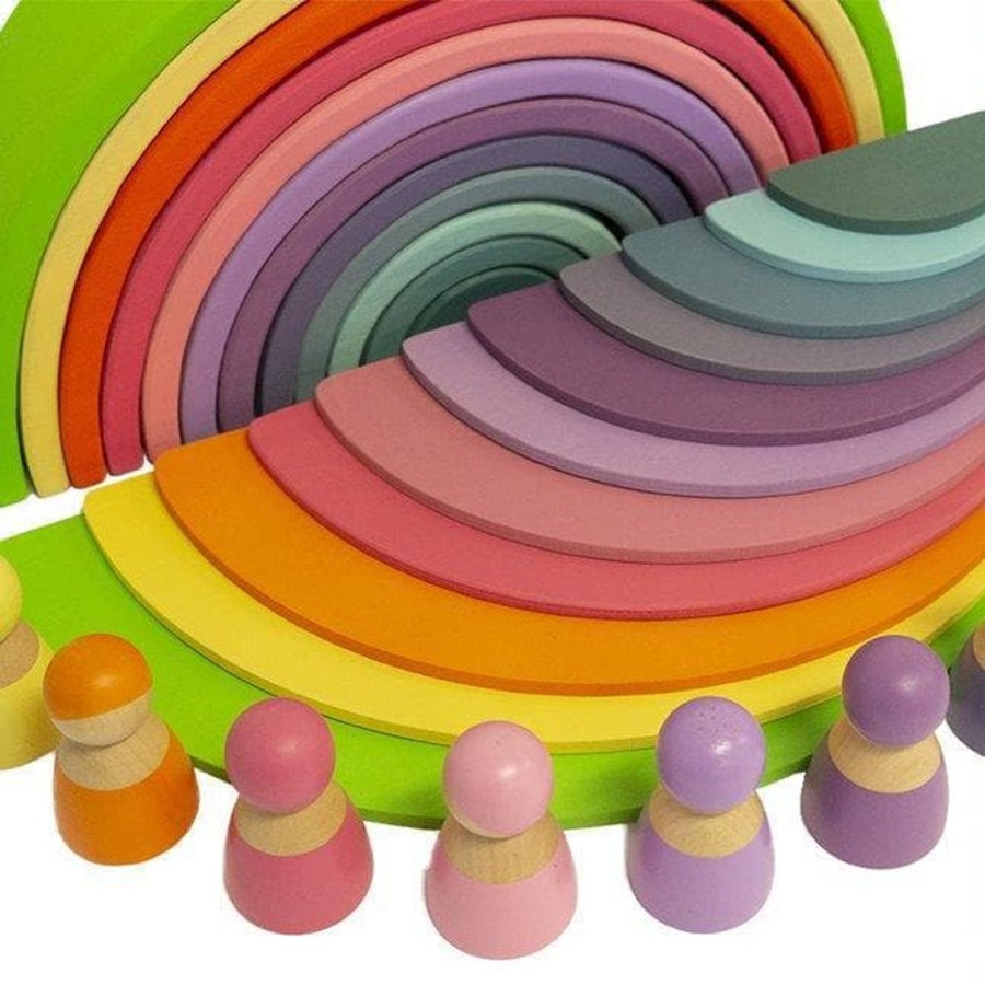 Babies & Toddlers My Happy Helpers Stacking Toys | Pastel Wooden Rainbow Starter Pack