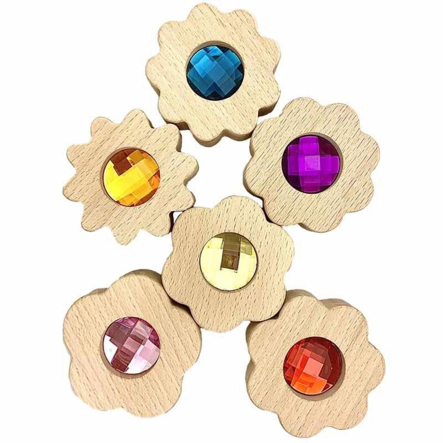 Kids Toys Papoose Gem Blocks | Gem Counting Flowers/6Pc