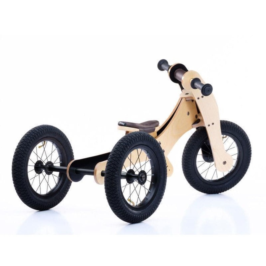 Kids Toys Trybike Balance Bikes | 4 In 1 Wooden Bike - Brown - Saddle Seat Cover & Chin Protector