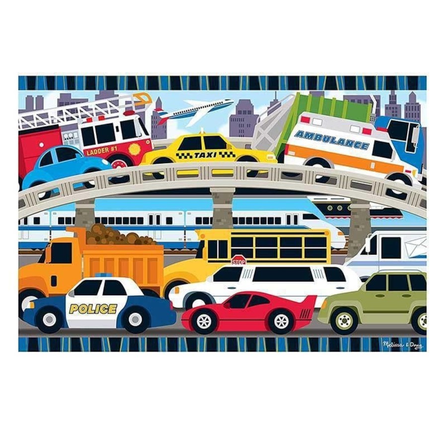 Kids Toys Melissa & Doug Jigsaws | Traffic Jam Floor Puzzle 24Pc