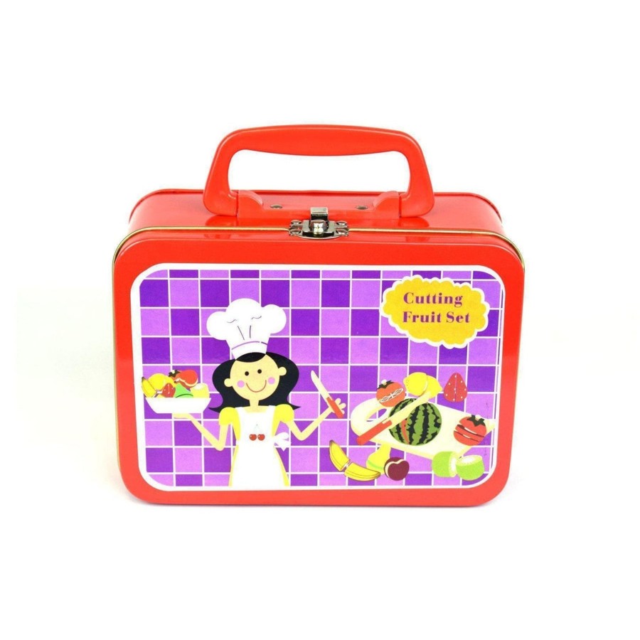 Kids Toys Kaper Kidz Wooden Food Sets | Wooden Fruit Set In Gorgeous Tin Carry Case