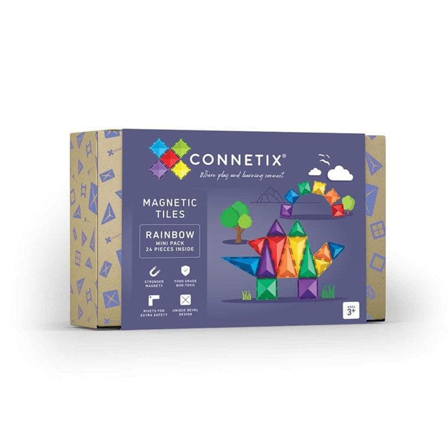 Kids Toys Connetix Wooden Toy Cars | Connetix Rainbow Mini Pack - 24Pc