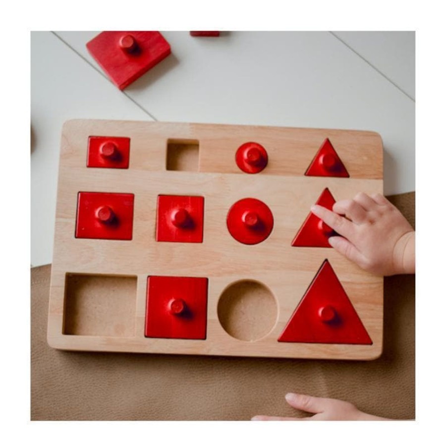 Kids Toys Qtoys Wooden Puzzles | Toddler Knob Shape Puzzle