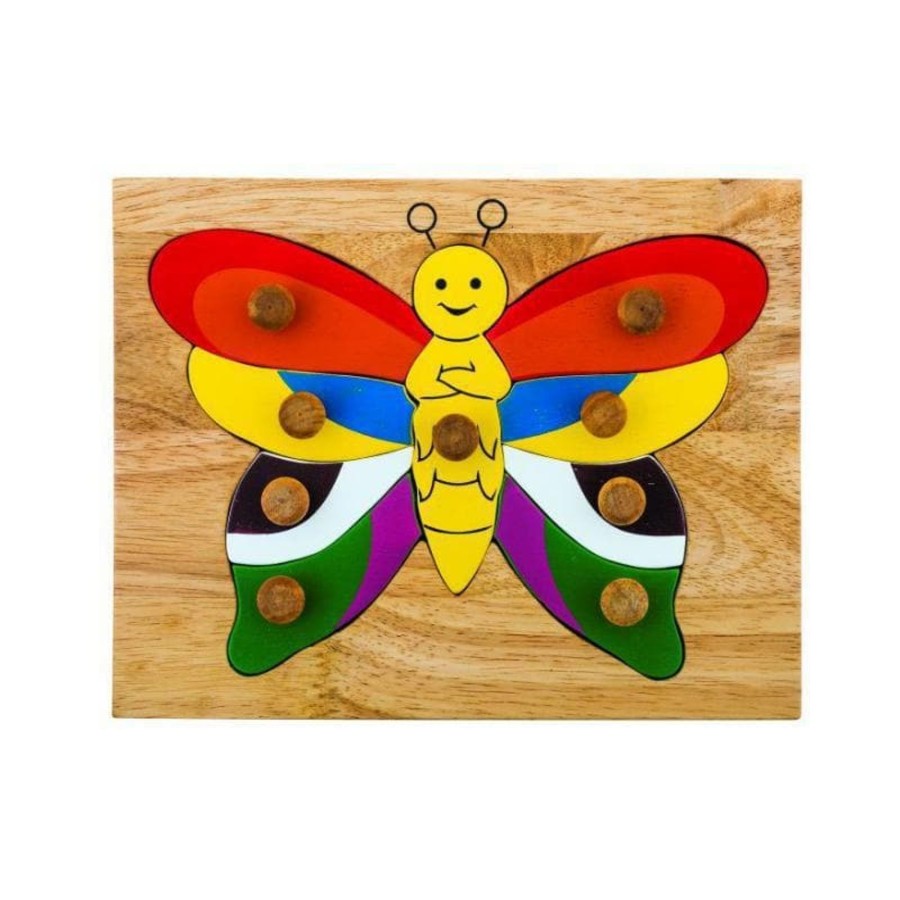 Kids Toys Qtoys Wooden Puzzles | Butterfly Knob Puzzle